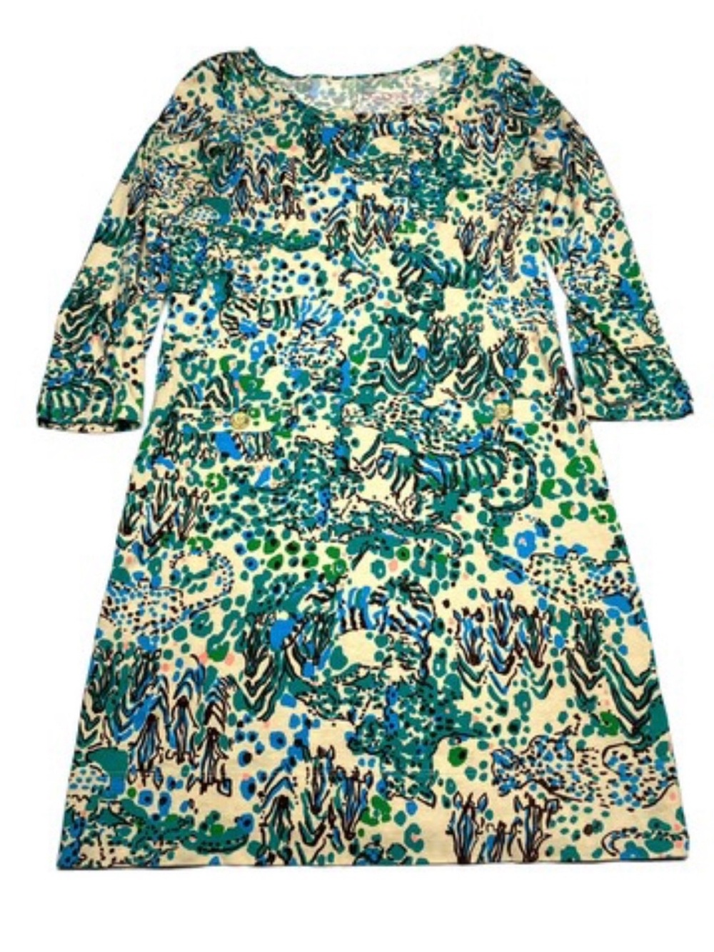Lilly Pulitzer Corine Sea Oat Zebra Print Tunic Dress Large Pima Cotton